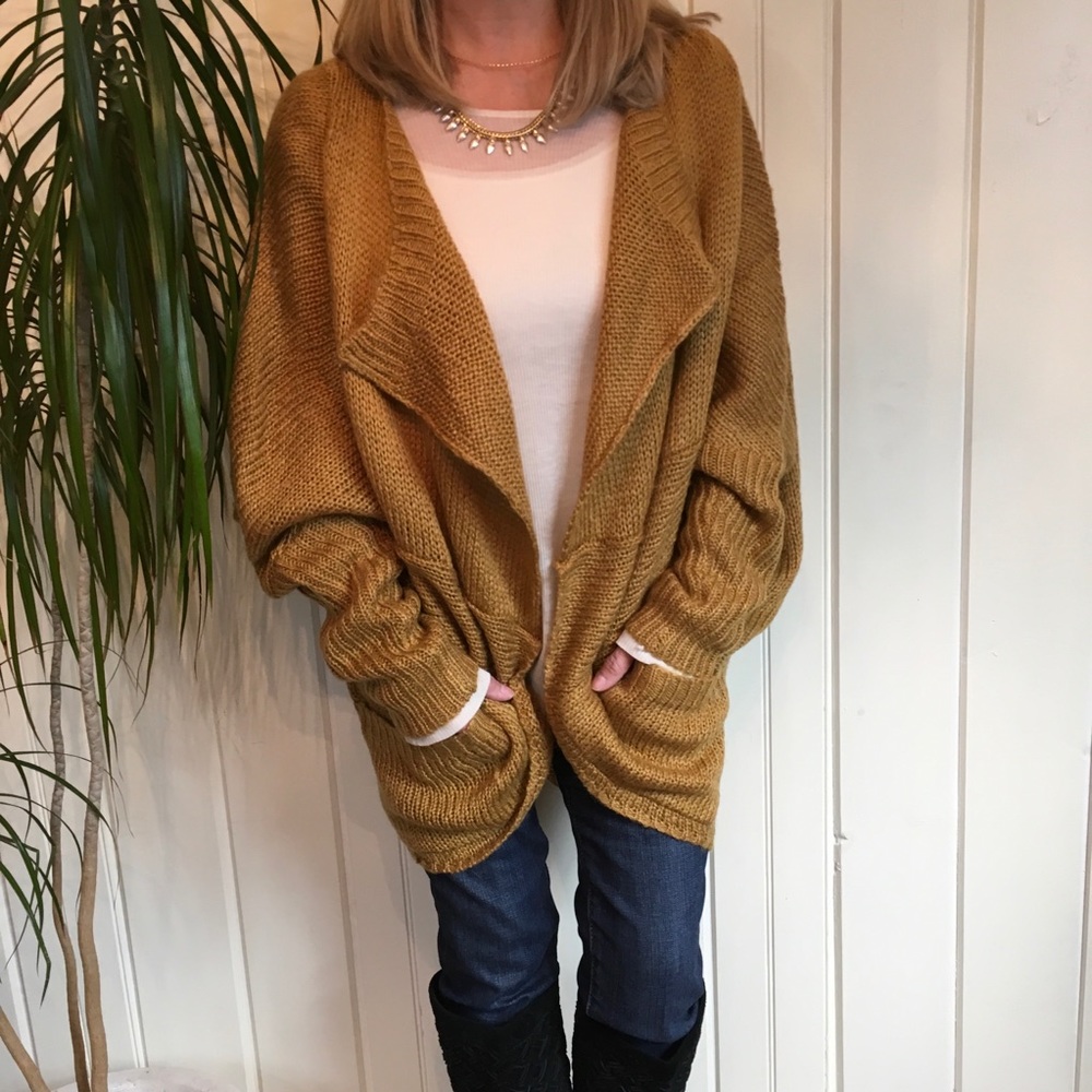 OVERSIZED CAMEL COLOR CARDIGAN - Picture 8 of 8